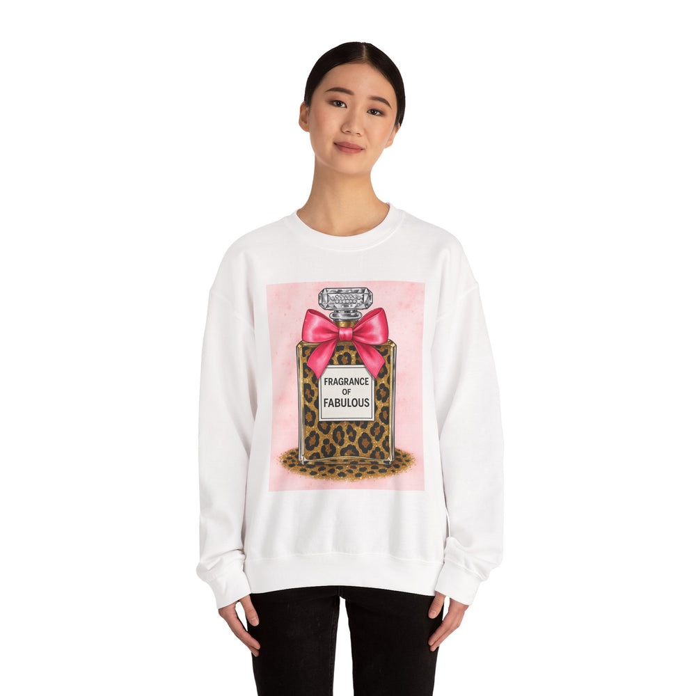 Fabulous Fragrance Sweatshirt, Cozy Crewneck, Leopard Print, Gift for Her, Fashionable Sweatshirt, Cute Outfit, Everyday Wear