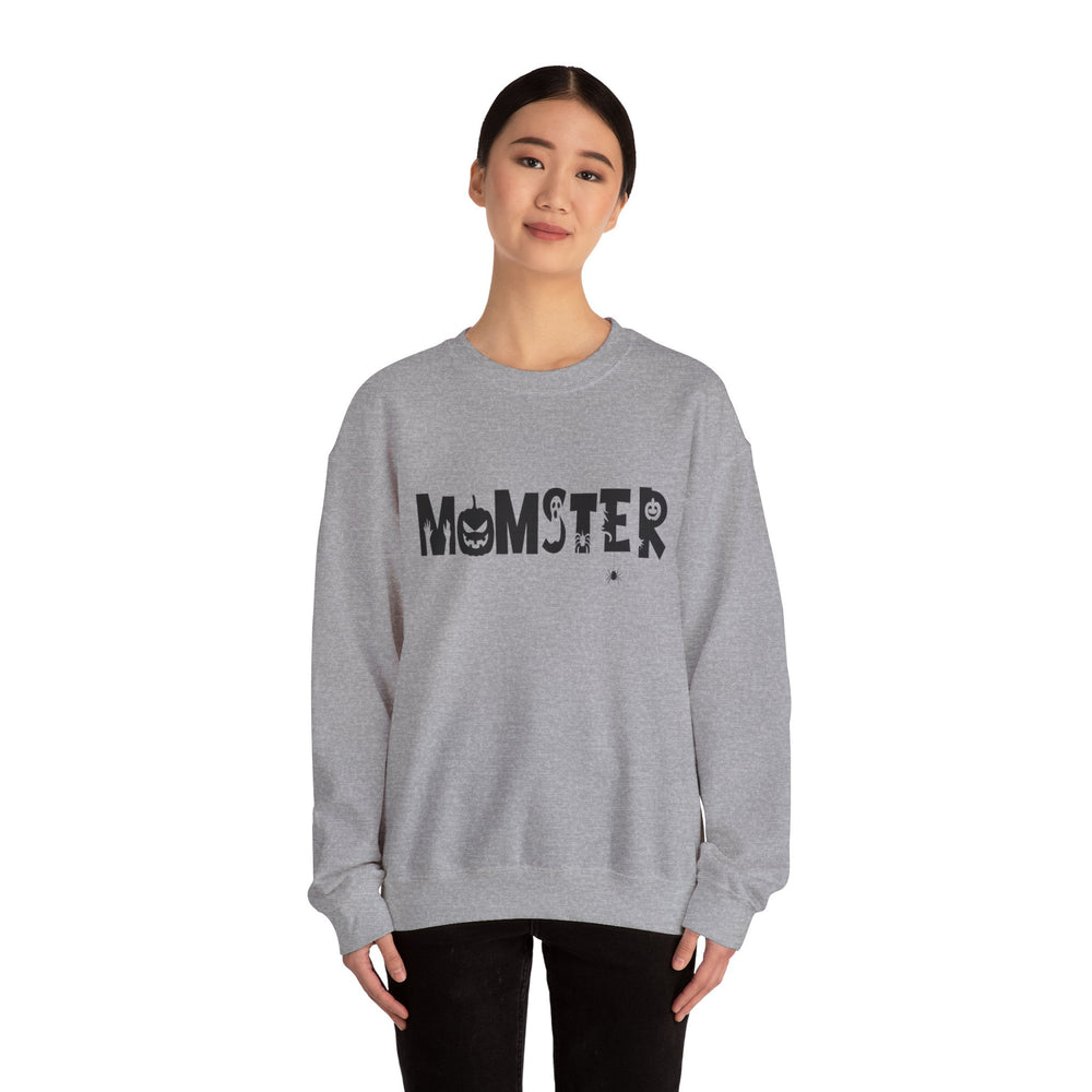 Halloween Momster Sweatshirt, Cozy Fall Apparel, Unisex Crewneck, Halloween Gift, Mom Life Style, Spooky Season Fashion