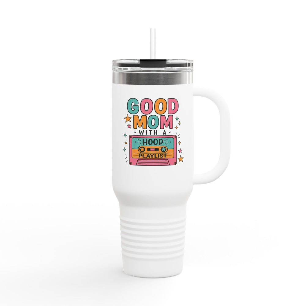 Good Mom Insulated Travel Mug | 40oz, Coffee Tumbler, Gift for Moms, Cute Travel Cup, Drinkware for Music Lovers, Customizable Mug