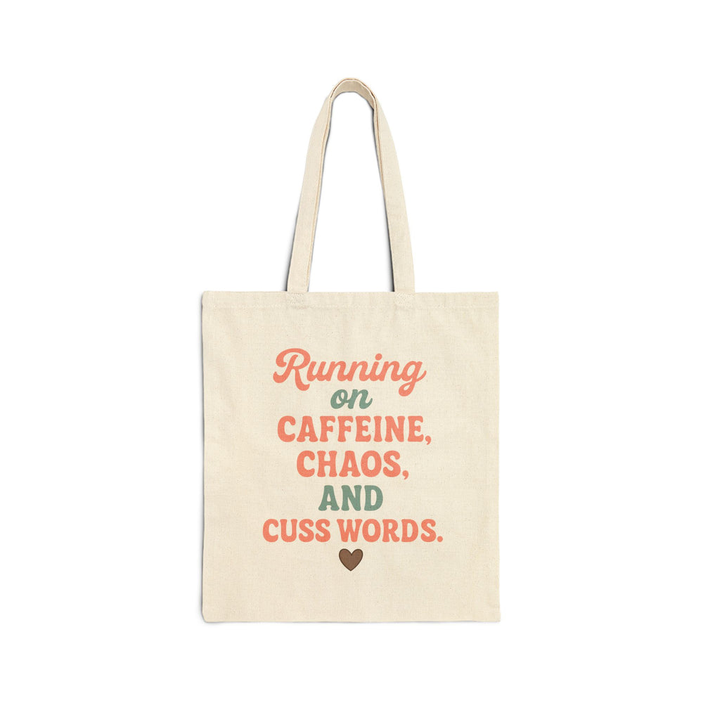Running on Caffeine Canvas Tote Bag, Funny Tote, Motivational Bag, Gift for Coffee Lovers, Eco-Friendly Shopping Bag