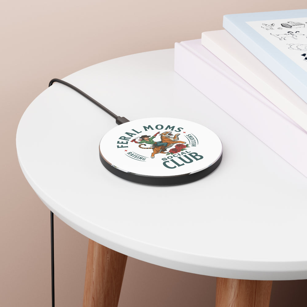 Feral Moms Wireless Charger, Fast Charging Pad, Unique Desk Accessory, Great Gift for Moms, Social Club Decor, Home Office Essential