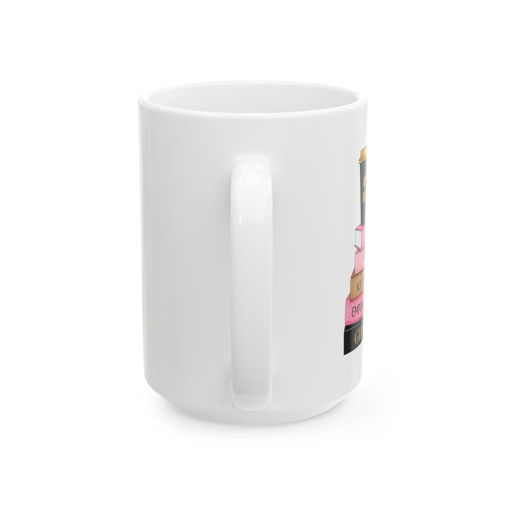 Chic Stackable Books Ceramic Mug | Perfect Gift for Book Lovers, Home Office Decor, Reading Material, Teacher Appreciation, Coffee Time