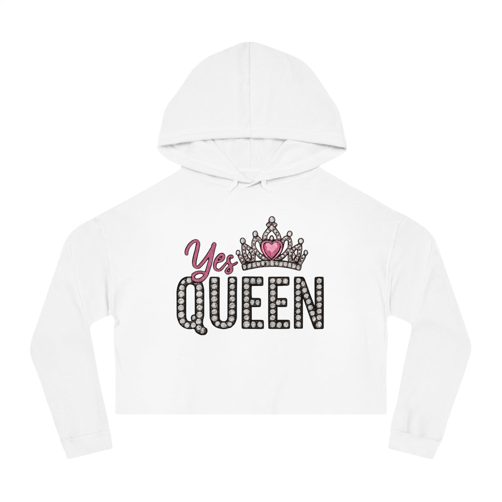 Crowned Queen Cropped Hoodie - Empowering Women’s Fashion, Stylish Workout Gear, Fun Casual Wear, Birthday Gift, Queen Appreciation