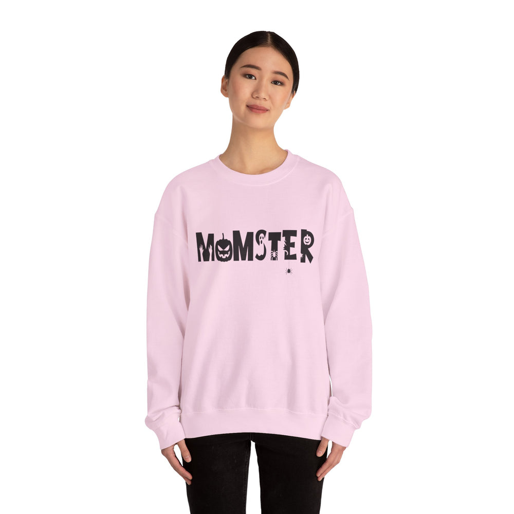Halloween Momster Sweatshirt, Cozy Fall Apparel, Unisex Crewneck, Halloween Gift, Mom Life Style, Spooky Season Fashion