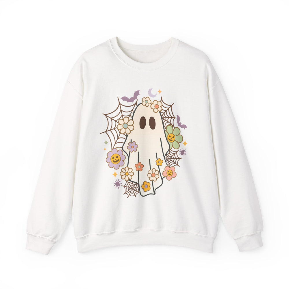 Ghostly Floral Sweatshirt - Cozy Unisex Crewneck for Fall, Halloween, and Everyday Style, Cute Sweatshirt, Gift for Spooky Lovers