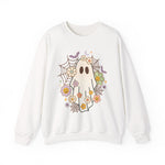 Ghostly Floral Sweatshirt - Cozy Unisex Crewneck for Fall, Halloween, and Everyday Style, Cute Sweatshirt, Gift for Spooky Lovers