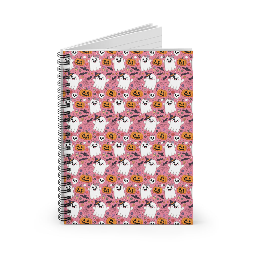 Halloween Ghost Spiral Notebook | Cute Pumpkin and Ghost Design, Perfect for Fall, Back to School, Journaling, Gift for Kids
