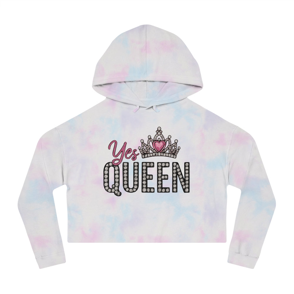 Crowned Queen Cropped Hoodie - Empowering Women’s Fashion, Stylish Workout Gear, Fun Casual Wear, Birthday Gift, Queen Appreciation