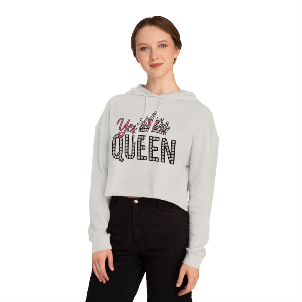 Crowned Queen Cropped Hoodie - Empowering Women’s Fashion, Stylish Workout Gear, Fun Casual Wear, Birthday Gift, Queen Appreciation