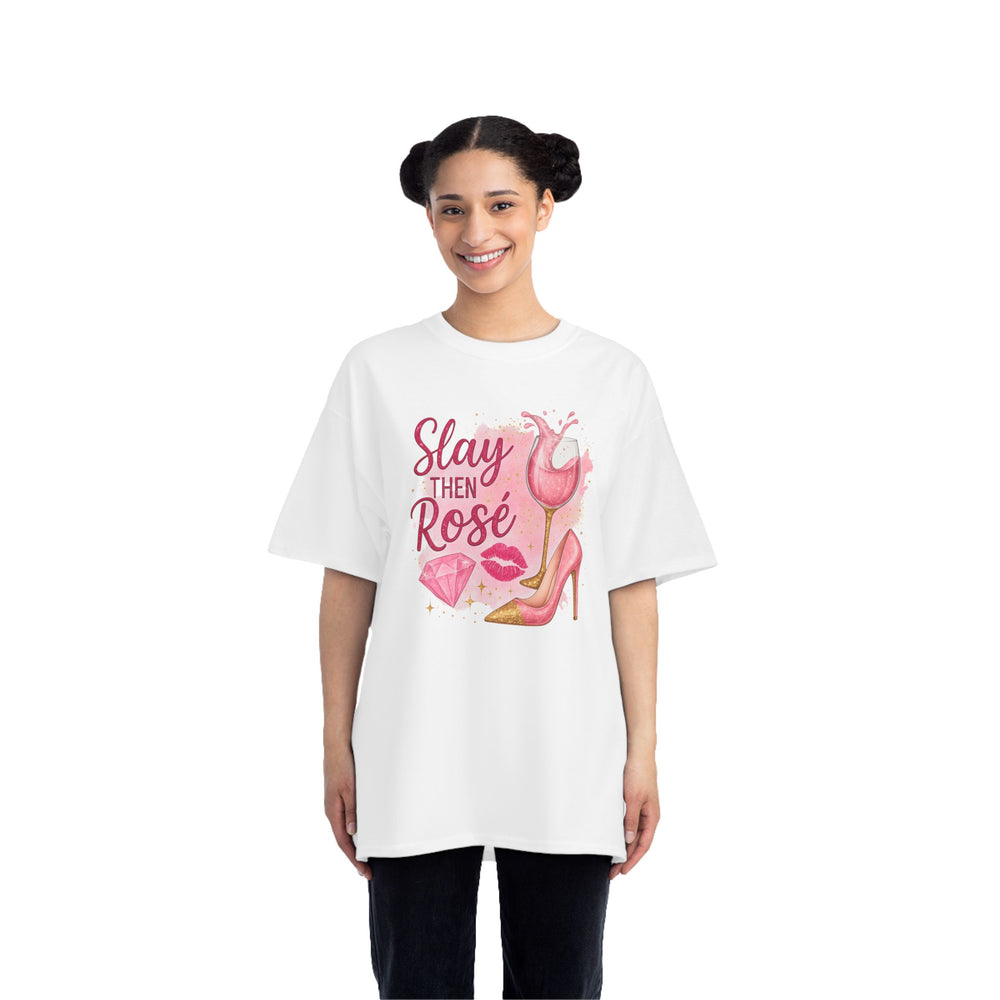 Chic Wine Lover T-Shirt - Slay then Rosé, Summer Outfit, Gift for Wine Lovers, Women's Fashion Tee, Party Top
