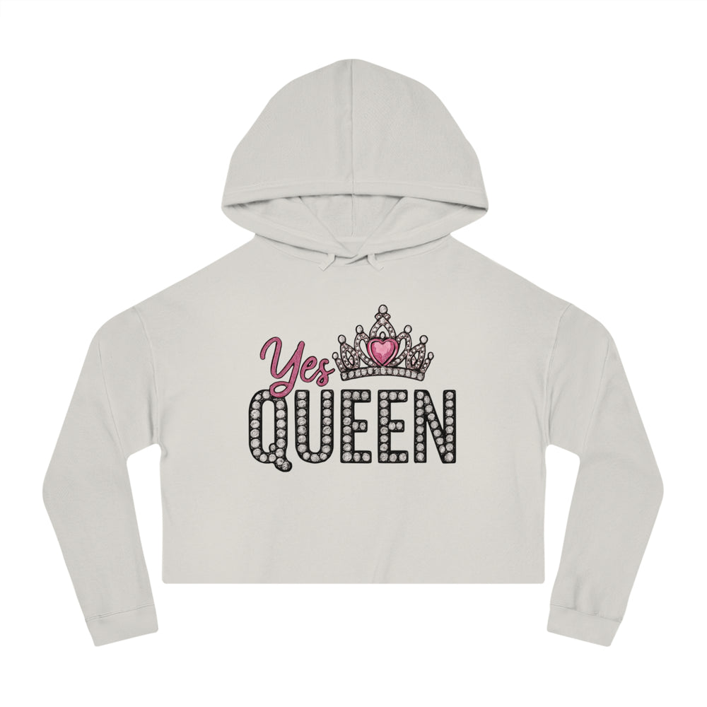 Crowned Queen Cropped Hoodie - Empowering Women’s Fashion, Stylish Workout Gear, Fun Casual Wear, Birthday Gift, Queen Appreciation