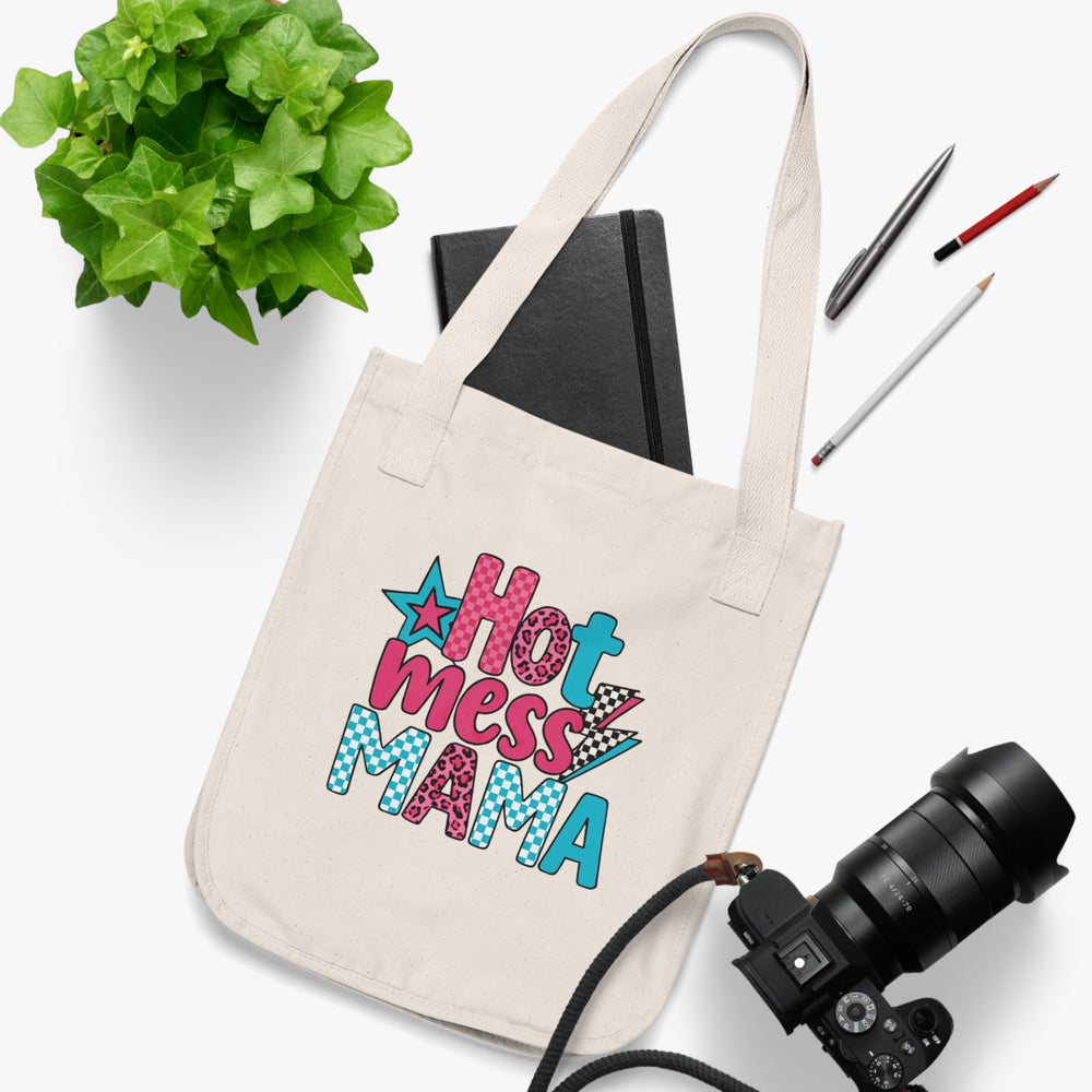 Hot Mess Mama Tote Bag, Organic Canvas Shopping Bag, Mother's Day Gift, Eco-Friendly Tote, Stylish Grocery Bag, Casual Everyday Essentials