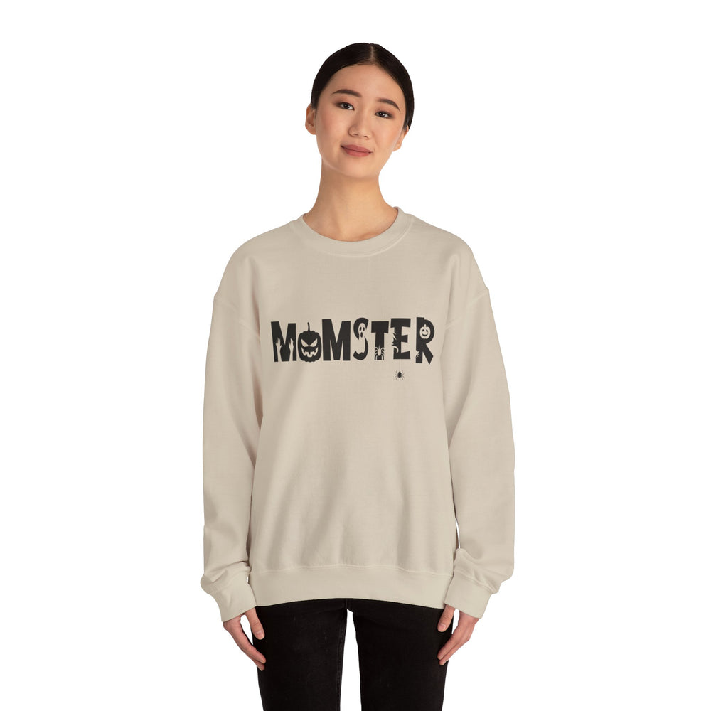 Halloween Momster Sweatshirt, Cozy Fall Apparel, Unisex Crewneck, Halloween Gift, Mom Life Style, Spooky Season Fashion