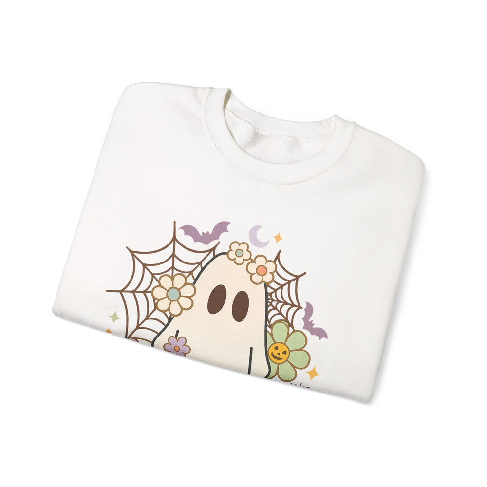 Ghostly Floral Sweatshirt - Cozy Unisex Crewneck for Fall, Halloween, and Everyday Style, Cute Sweatshirt, Gift for Spooky Lovers