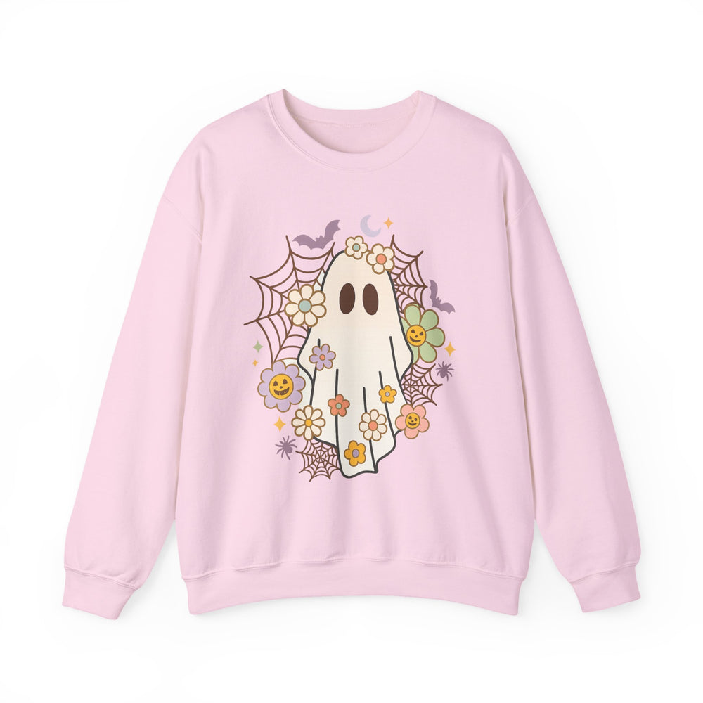 Ghostly Floral Sweatshirt - Cozy Unisex Crewneck for Fall, Halloween, and Everyday Style, Cute Sweatshirt, Gift for Spooky Lovers