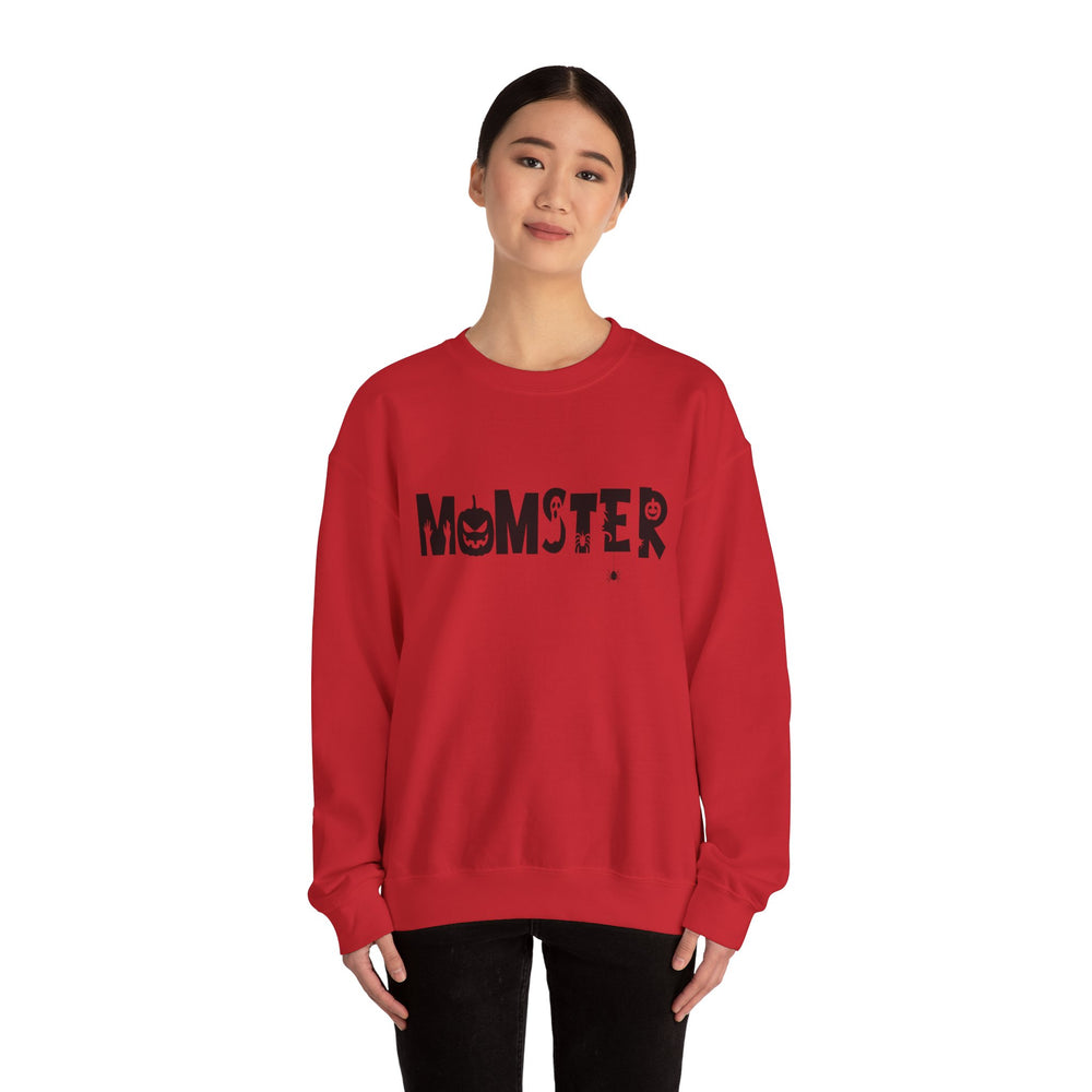 Halloween Momster Sweatshirt, Cozy Fall Apparel, Unisex Crewneck, Halloween Gift, Mom Life Style, Spooky Season Fashion