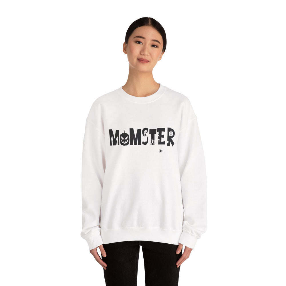 Halloween Momster Sweatshirt, Cozy Fall Apparel, Unisex Crewneck, Halloween Gift, Mom Life Style, Spooky Season Fashion