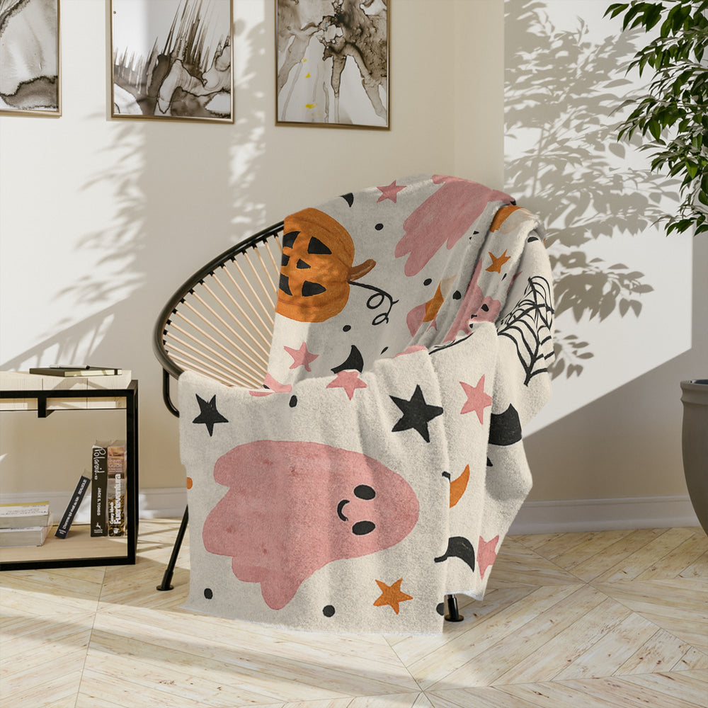 Halloween Ghost Blanket, Cozy Fall Decor, Microfiber Throw, Spooky Season Gifts, Kids Ghost Blanket