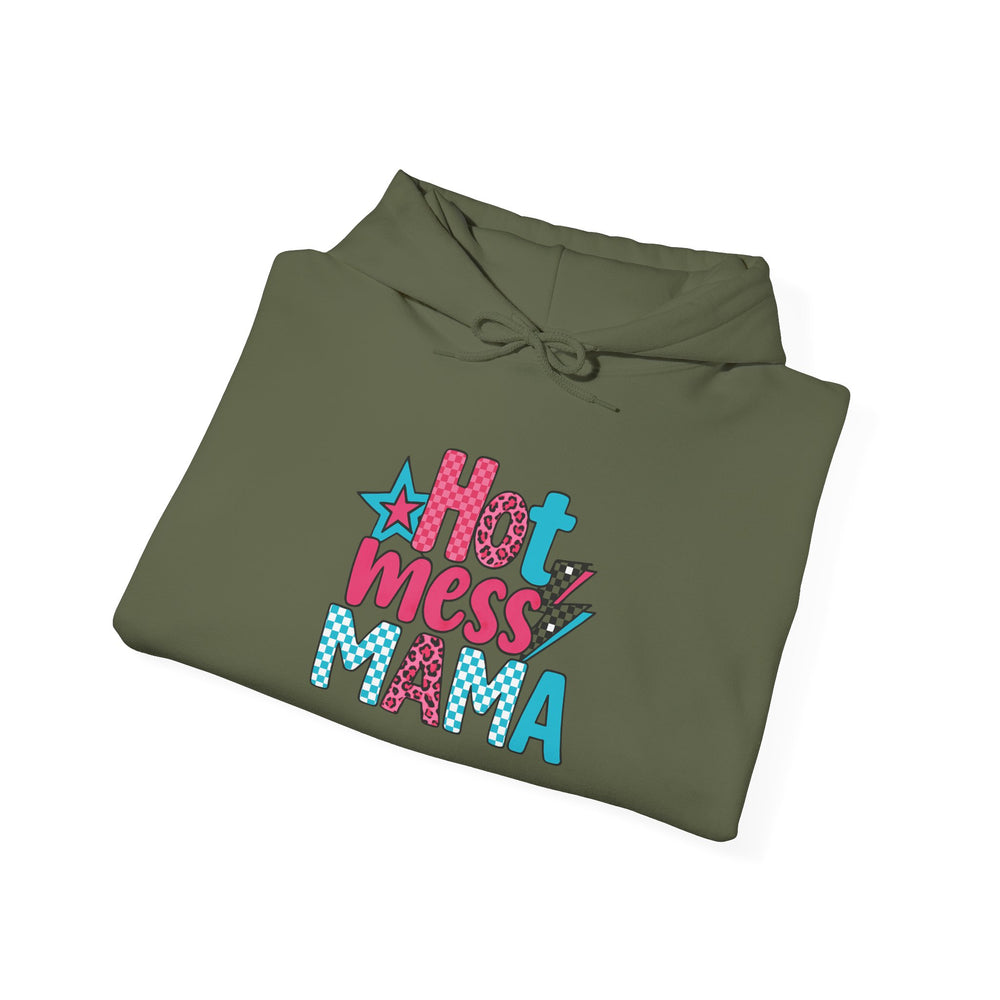 Hot Mess Mama Hoodie, Funny Sweatshirt for Moms, Gift for Mothers Day, Relaxed Casualwear, Cozy Pullover, Everyday Comfort
