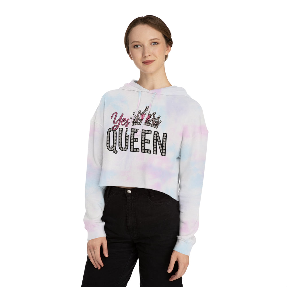 Crowned Queen Cropped Hoodie - Empowering Women’s Fashion, Stylish Workout Gear, Fun Casual Wear, Birthday Gift, Queen Appreciation