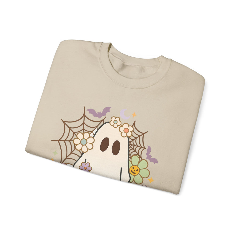 Ghostly Floral Sweatshirt - Cozy Unisex Crewneck for Fall, Halloween, and Everyday Style, Cute Sweatshirt, Gift for Spooky Lovers