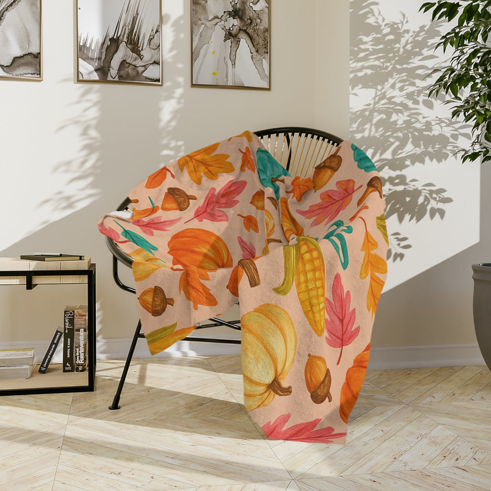 Cozy Fall Blanket, Autumn Decor, Pumpkin Print Throw, Velveteen Microfiber Blanket, Seasonal Home Accents, Thanksgiving Gift