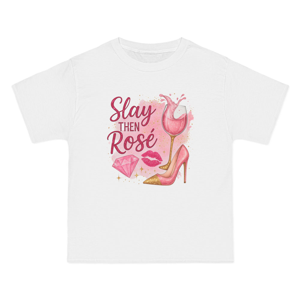 Chic Wine Lover T-Shirt - Slay then Rosé, Summer Outfit, Gift for Wine Lovers, Women's Fashion Tee, Party Top