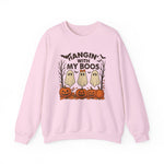 Halloween Sweatshirt with Ghost Design, Cozy Unisex Crewneck for Fall Celebrations, Casual Wear, Gifts for Friends, Pumpkin Decor