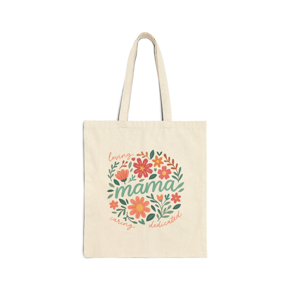 Mama Floral Cotton Canvas Tote Bag, Eco-Friendly Bag, Gift for Mom, Shopping Tote, Reusable Grocery Bag, Everyday Carryall