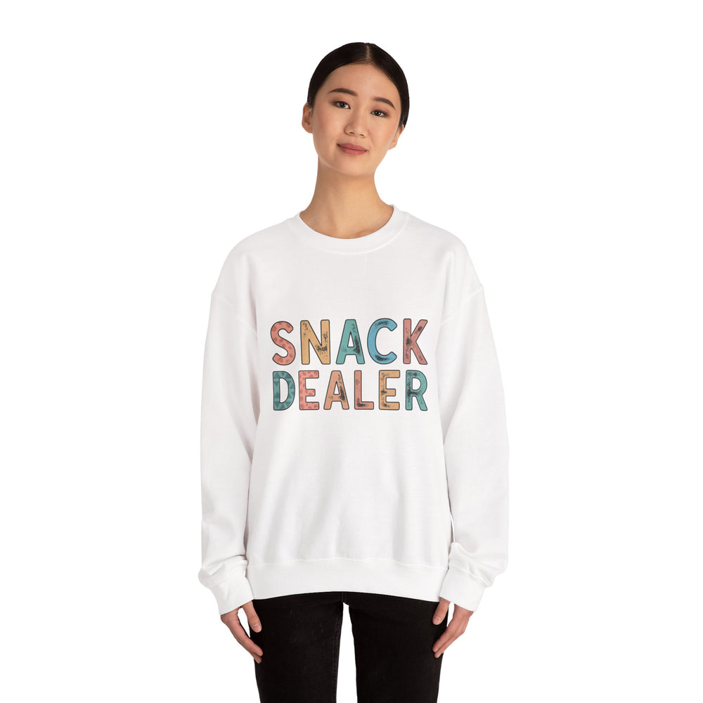 Snack Dealer Crewneck Sweatshirt, Funny Sweatshirt, Gift for Foodies, Cozy Lounge Wear, Unisex Apparel, Trendy Casual Outfit