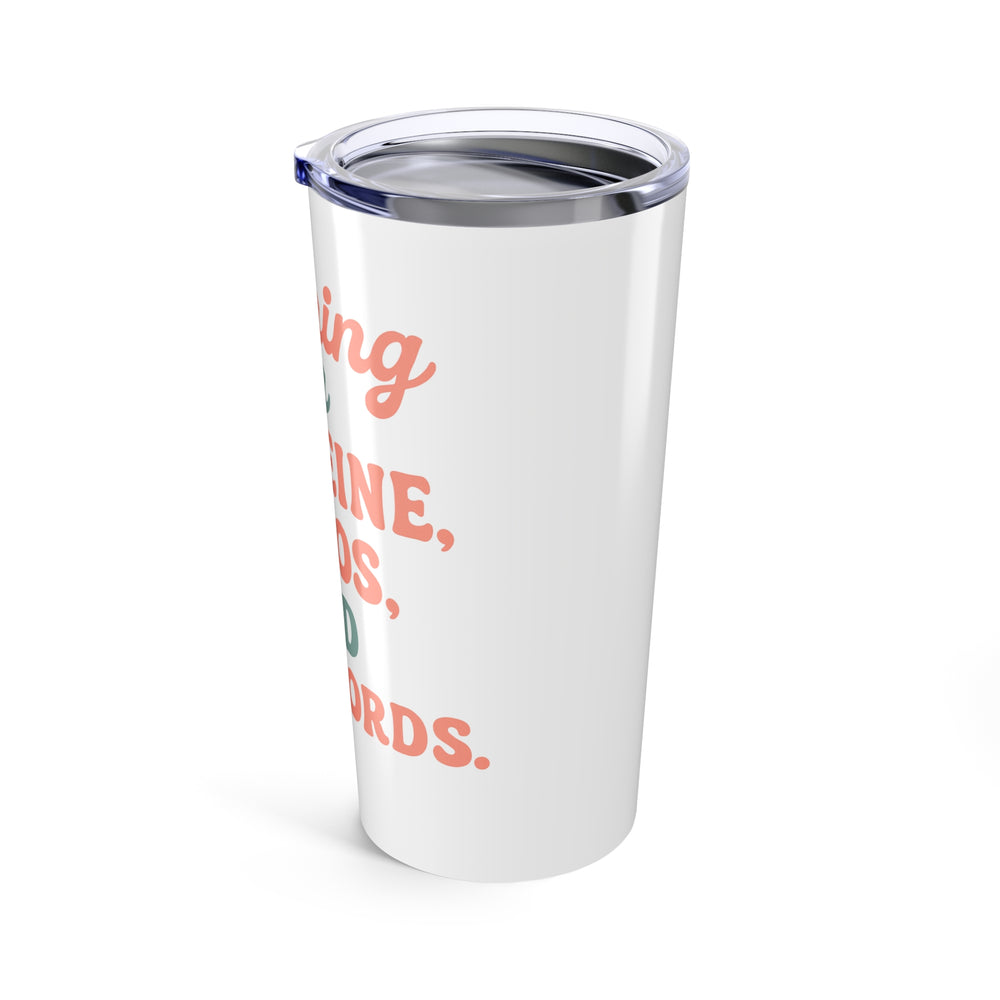 Caffeine Chaos Tumbler, 20oz Travel Mug, Personalized Coffee Cup, Gift for Coffee Lovers, Funny Mug for Daily Use