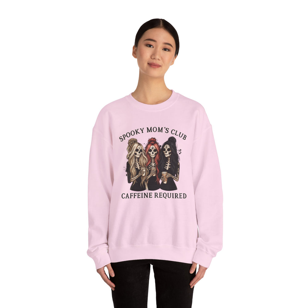 Spooky Moms Club Sweatshirt, Halloween Apparel, Cozy Crewneck, Gift for Moms, Funny Fall Sweater, Caffeine Required Design