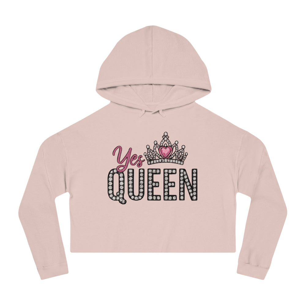 Crowned Queen Cropped Hoodie - Empowering Women’s Fashion, Stylish Workout Gear, Fun Casual Wear, Birthday Gift, Queen Appreciation