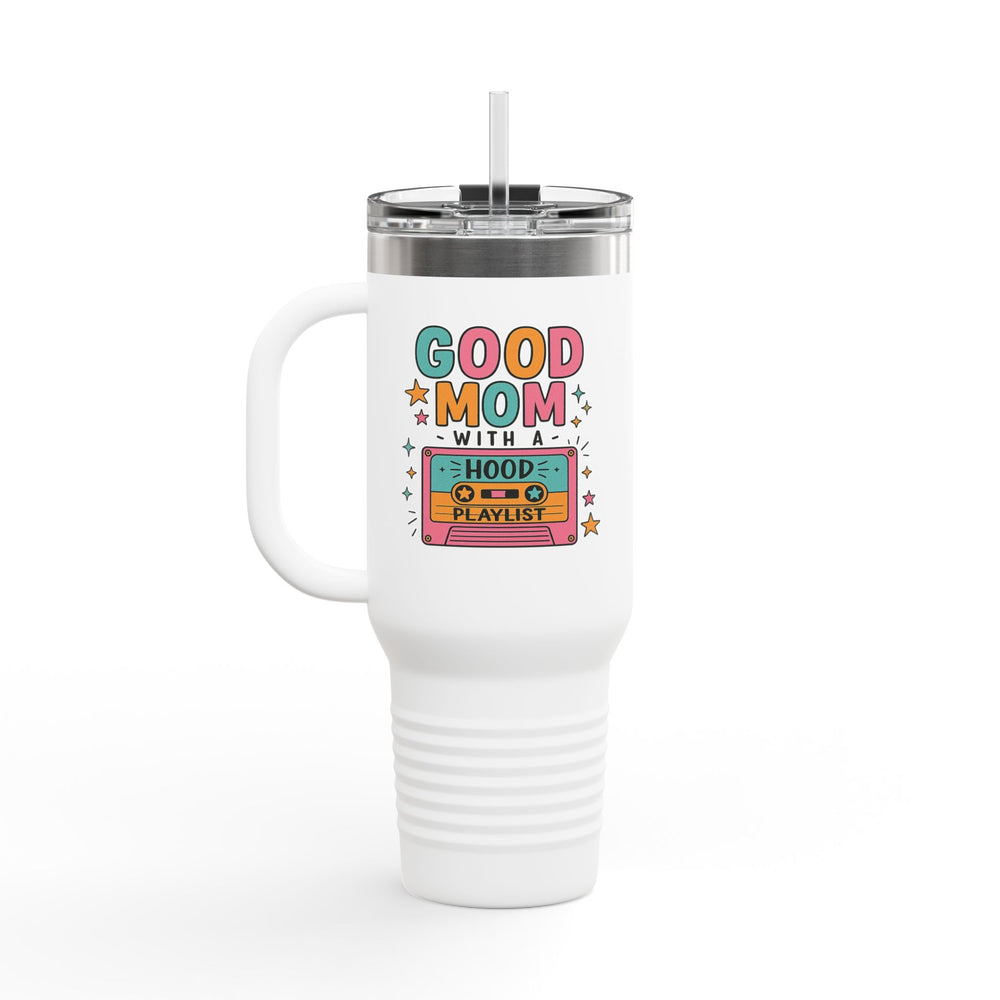 Good Mom Insulated Travel Mug | 40oz, Coffee Tumbler, Gift for Moms, Cute Travel Cup, Drinkware for Music Lovers, Customizable Mug